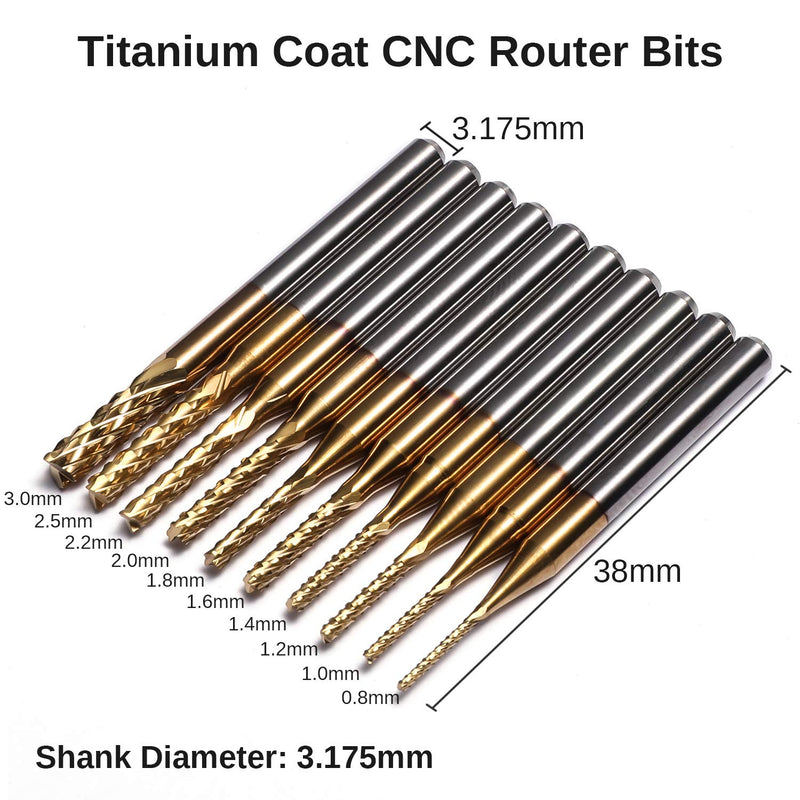 [Australia - AusPower] - Genmitsu 40pcs End Mills CNC Router Bits, 1/8" Shank CNC Cutter Milling Carving Bit Set Including 2-Flute Flat Nose & Ball Nose End Mill, Nano Blue Coat & Titanium Coat CNC Bits, MC40A 