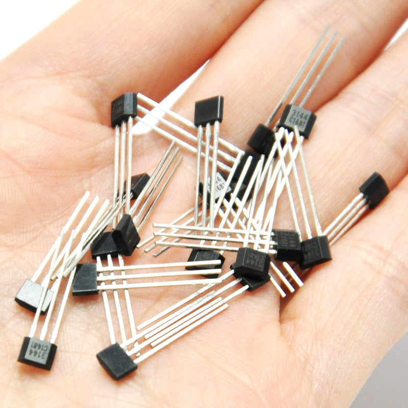 Gikfun A3144 Hall Effect Sensors for Arduino, magnetic detectors, pack of 20pcs, compact sensors with wiring terminals.