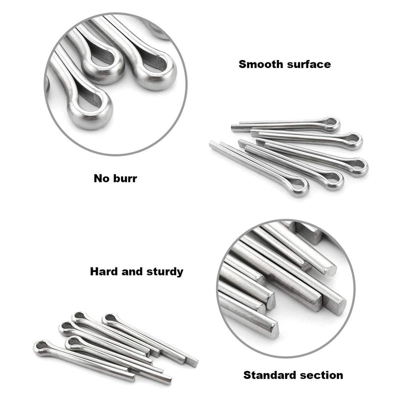 [Australia - AusPower] - Glarks 340-Pieces 6 Sizes 304 Stainless Steel Cotter Pin Clip Key Fastner Fitting Assortment Kit for Automotive, Mechanics, Car Garage, Power Equipment, Cars, Trucks, Lawn Mower, Small Engine Repair 