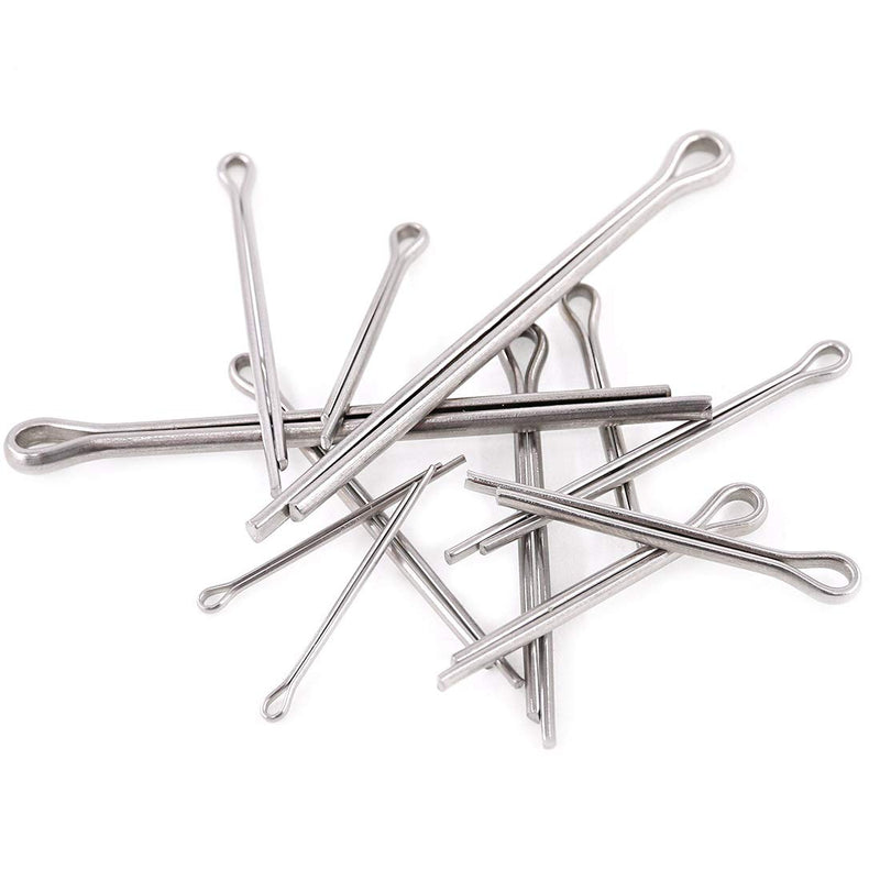 [Australia - AusPower] - Glarks 340-Pieces 6 Sizes 304 Stainless Steel Cotter Pin Clip Key Fastner Fitting Assortment Kit for Automotive, Mechanics, Car Garage, Power Equipment, Cars, Trucks, Lawn Mower, Small Engine Repair 