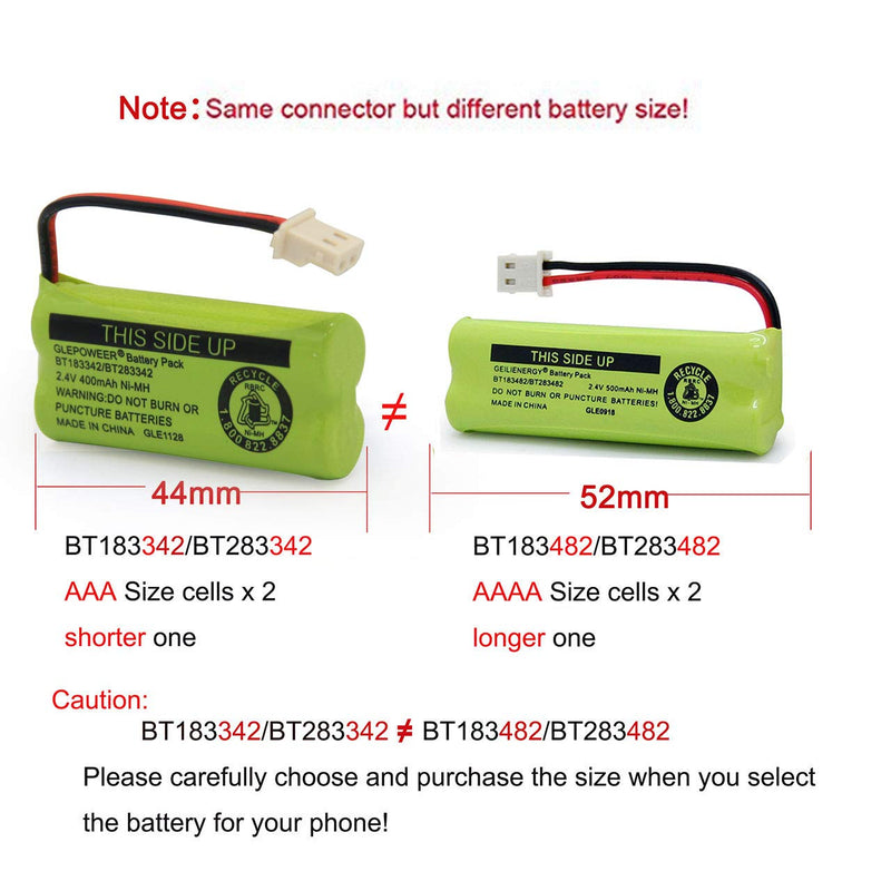 [Australia - AusPower] - BT183342/BT283342 2.4V 400mAh Ni-MH Battery Pack Compatible with Cordless Phone Batteries BT166342/BT266342 BT162342/BT262342 (4 Pack BT183342) 4 PACK BT183342 