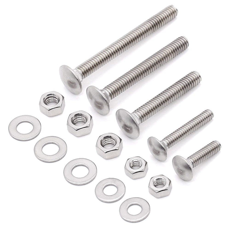 [Australia - AusPower] - Glvaner (6 Sets) 3/8-16 x 2-1/2" Stainless Steel Carriage Bolts Screws Round Head Square Neck and Hex Nuts & Flat Washers 304 Stainless Steel 18-8 Full Thread Coverage 3/8-16 x 2-1/2" (6 Sets) 