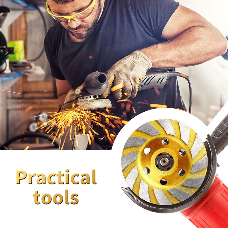 [Australia - AusPower] - 3pcs-4 Inch Concrete Stone Ceramic Turbo Diamond Grinding Cup Wheel,12 Segs Heavy Duty Angle Grinder Wheels for Angle Grinder(Yellow) 