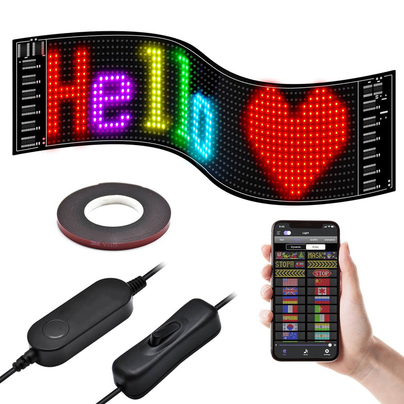 [Australia - AusPower] - GOTUS Scrolling LED Sign,Programmable Flexible LED Matrix Panel,LED Sign for Car,Bluetooth APP Control,DIY Design Text, Patterns, Animations 