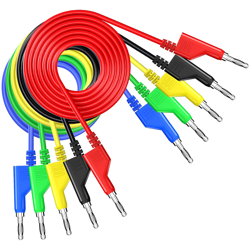 [Australia - AusPower] - Goupchn 5PCS Stackable Banana to Banana Plug Test Leads Soft Electrical Test Cable Wire 3.3ft/1m for Multimeter 1000V 15A Banana Plug to Banana Plug 3.3ft/1m 