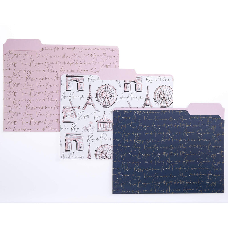 [Australia - AusPower] - "Graphique Parisian Traditional File Folder Set – Each Folder Measures 11.75"" x 9.5"", Set Includes 9 Folders with 3 Unique Designs, Durable Triple-Scored Coated Cardstock" (FIF055) 