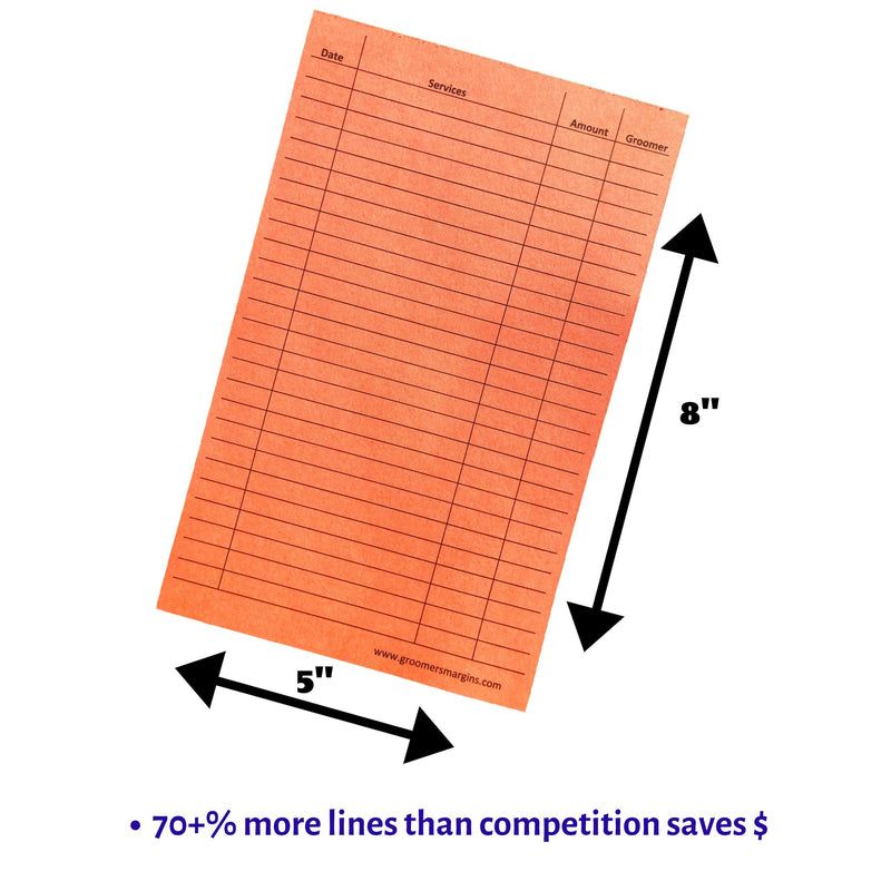 [Australia - AusPower] - Pet, Dog, Cat Grooming Customer Clip Cards (100 Pack 8 X 5 inch Professional Profile Kennel Record Care Service Card) Salmon 