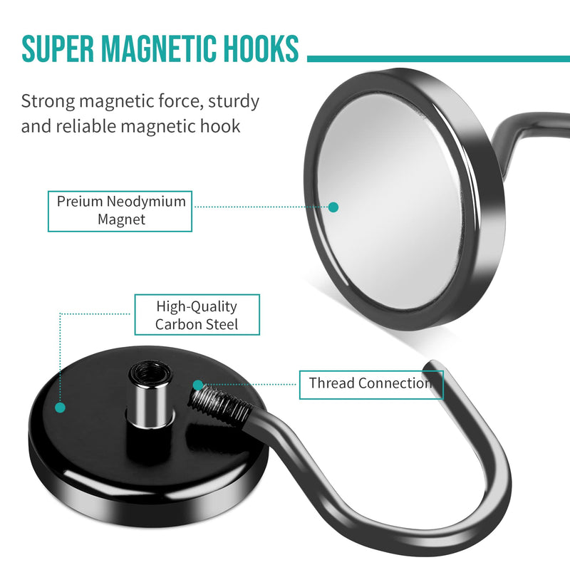 [Australia - AusPower] - 110LBS Strong Magnetic Hooks Heavy Duty, Magnets with Hooks, Magnet Hooks for Hanging, Magnetic Hook for Curtain, Home, Kitchen, Workplace (10 Pack) 110LBS-10pack 