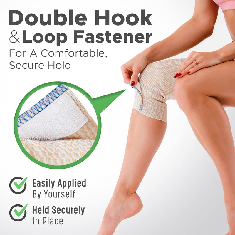 [Australia - AusPower] - GT USA Organic Cotton Elastic Bandage Wrap (6" Wide, 4 Pack) | Hook & Loop Fasteners at Both Ends | Latex Free | Hypoallergenic Compression Roll for Sprains & Injuries 6" Wide 