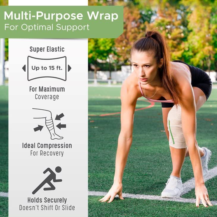 [Australia - AusPower] - Premium Elastic Bandage Wrap made of USA Grown Organic Cotton - Hook & Loop Fasteners at Both Ends - GT Latex Free Hypoallergenic Compression Roll for Sprains & Injuries (3" Wide, 4 Pack) 3" Wide 