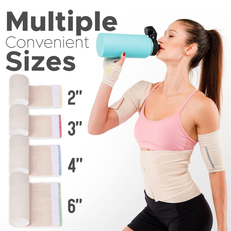 [Australia - AusPower] - GT USA Organic Cotton Elastic Bandage Wrap (2" Wide, 12 Pack) | Hook & Loop Fasteners at Both Ends | Latex Free | Hypoallergenic Compression Roll for Sprains & Injuries 2" Wide 