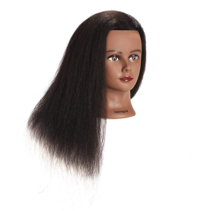 [Australia - AusPower] - Hairingrid Mannequin Head 16" 100% Real Hair Hairdresser Cosmetology Mannequin Manikin Training Head Hair and Free Clamp Holder (16 Inch) 16 Inch (Pack of 1) 
