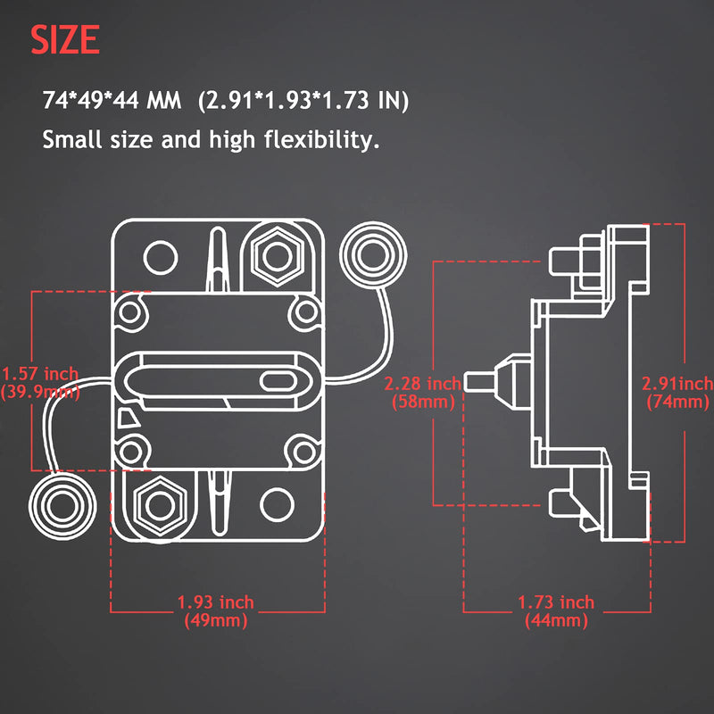 [Australia - AusPower] - Hamolar 3 Pack 30 Amp Auto Car Stereo Audio Circuit Breaker Fuse 12-48VDC Manual Reset Button Switch Fuses, with Wire Lugs Copper Washer 30A 