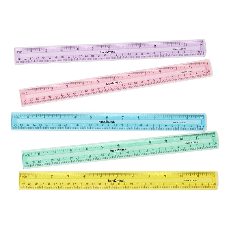 [Australia - AusPower] - hand2mind 12 inch Multicolored, Transparent, Semiflexible Safe-T Plastic Rulers (Pack of 10) 