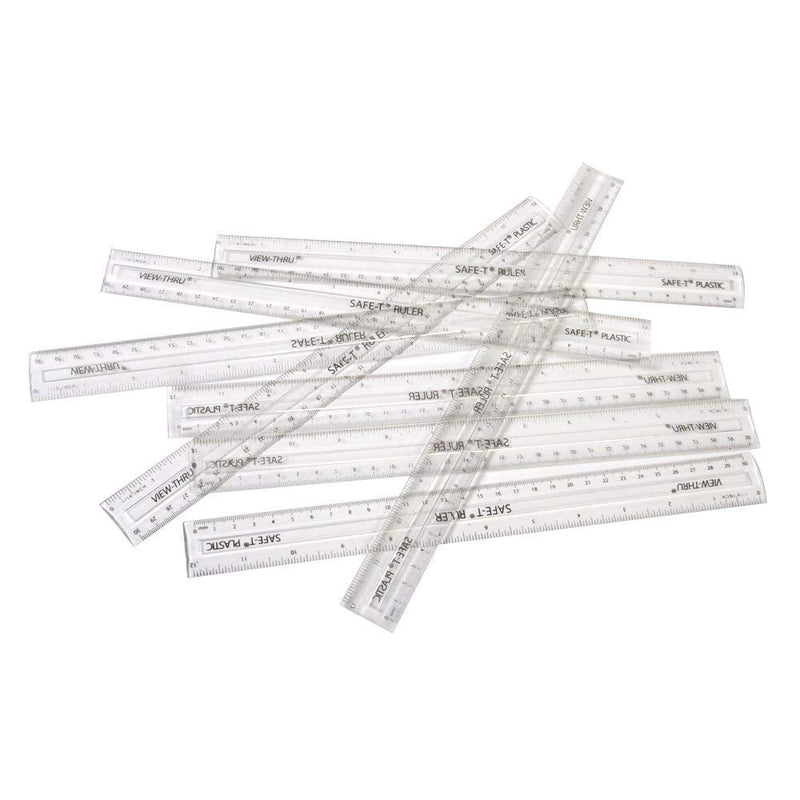 [Australia - AusPower] - hand2mind 12 inch Transparent Safe-T Semiflexible Plastic Rulers, Safety Ruler for Measurement, Safety Kids School Supplies, Straight Shatter-Resistant Rulers (Pack of 24) 