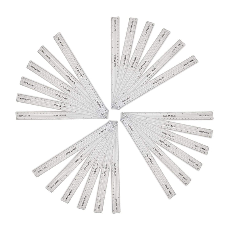 [Australia - AusPower] - hand2mind 12 inch Transparent Safe-T Semiflexible Plastic Rulers, Safety Ruler for Measurement, Safety Kids School Supplies, Straight Shatter-Resistant Rulers (Pack of 24) 