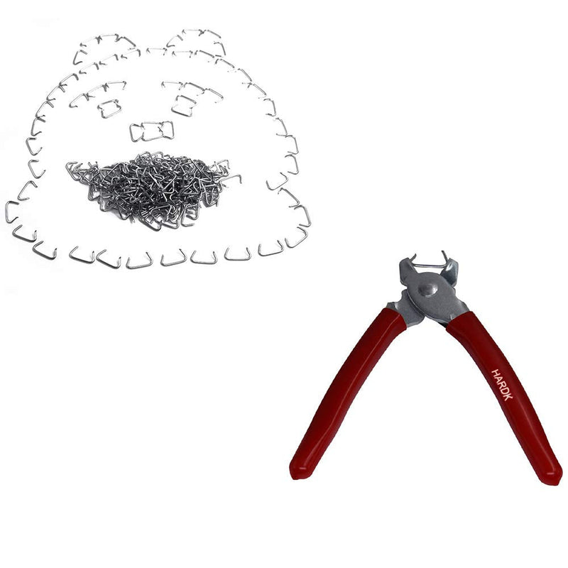 [Australia - AusPower] - HARDK Hog Ring Pliers & 300 Galvanized Hog Rings - Professional Upholstery Installation Kit Straight & 300 pcs set 