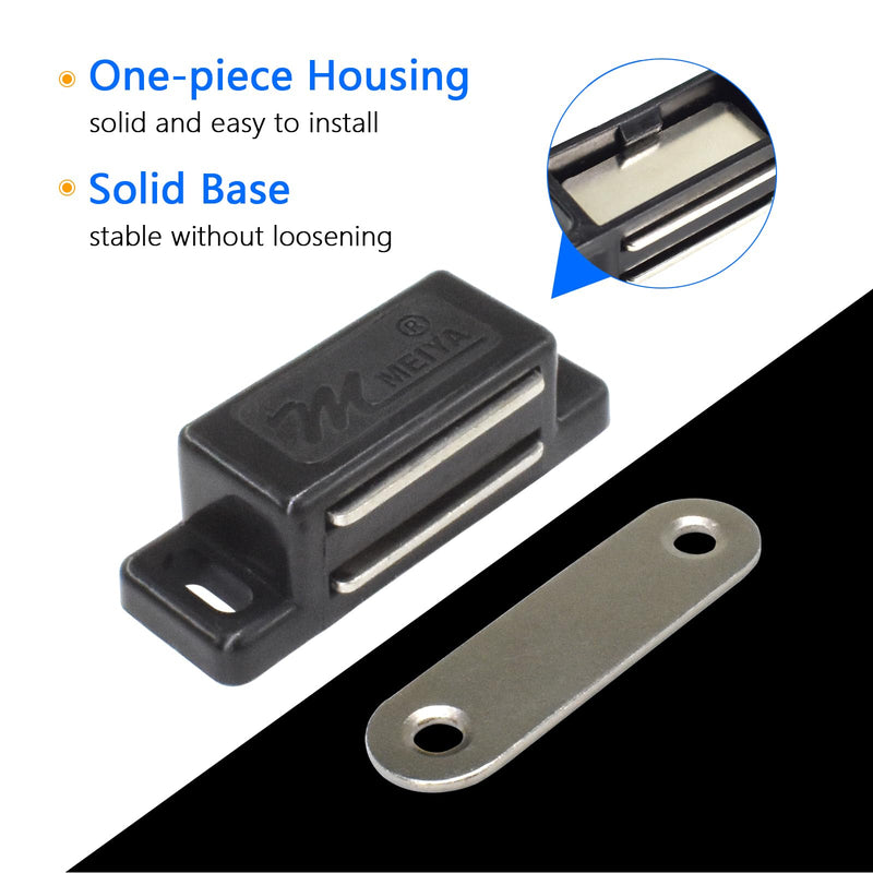 [Australia - AusPower] - 12Pack Plastic Cabinet Magnetic Door Catch with Screws for Kitchen Bathroom Cupboard Wardrobe Closet Closures Cabinet Door Drawer Latch 15lb (Black) Black 