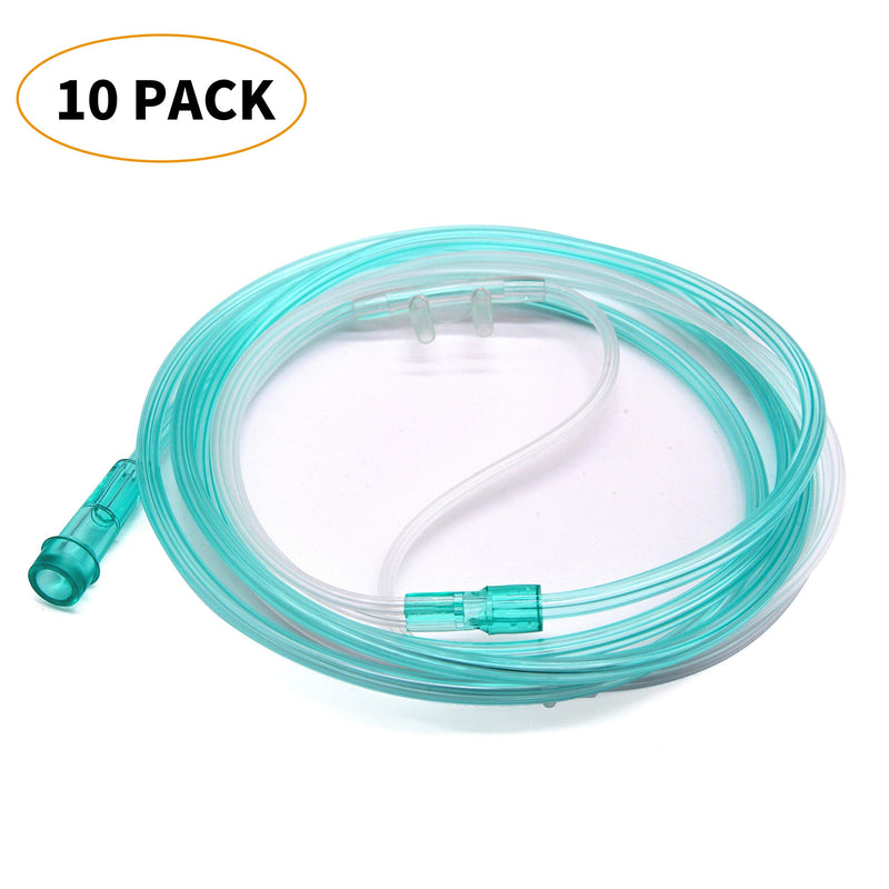 [Australia - AusPower] - Healva 10 Pack High-Flow Soft Nasal Oxygen Cannula, Standard Connector 6.6 Feet, Green Tubing 