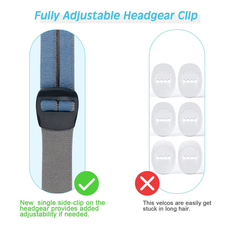 [Australia - AusPower] - Airfit P10 / N30 Headgear Strap Upgraded CPAP Mask Replacement Straps Fully Adjustable Design Quickfit Elastic Fit for Resmed P10 / N30 Nasal Pillow System - Blue//Grey (2-Pack) Blue/Gray 