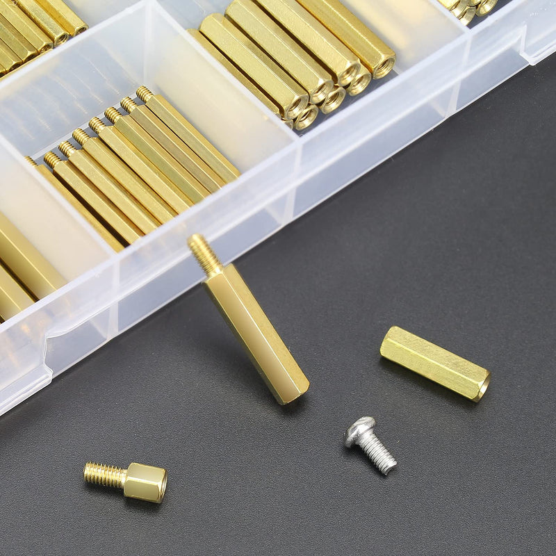 [Australia - AusPower] - HELIFOUNER 420 Pieces M2 M2.5 M3 Male Female Hex Brass Spacers Standoffs Screws Nuts Assortment Kit with a Tweezers M2 M2.5 M3 Brass Standoff Kit 
