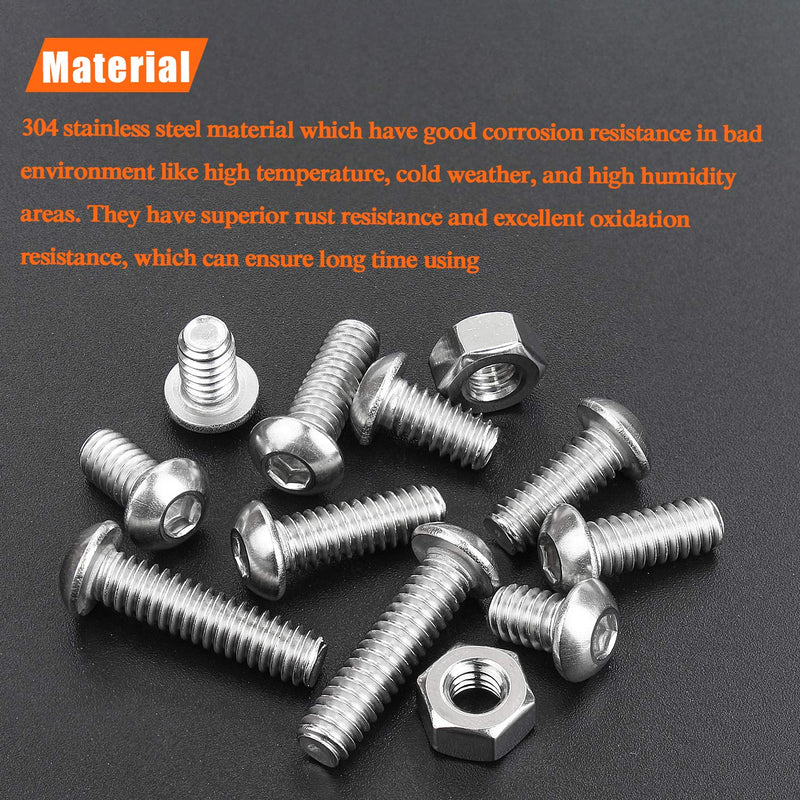 [Australia - AusPower] - HELIFOUNER 120 Pieces 5 Sizes 304 Stainless Steel 1/4-20 x 3/8" 1/2" 5/8" 3/4" 1" UNC Thread Hex Button Head Cap Bolts Kit 