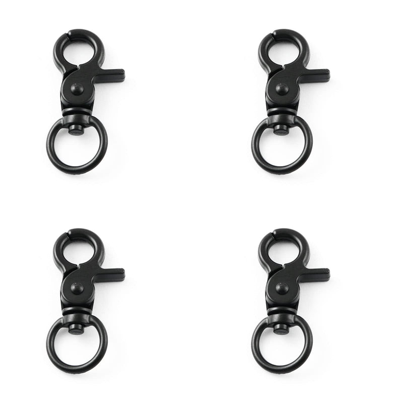 [Australia - AusPower] - heyous 4pcs Zinc Alloy Trigger Snap Hooks, 48mm 360 Degree Swivel Spring Buckle Metal Swivel Clips Heavy Duty Snaps Hook for Webbing, Straps, Wires, Cords, Pet Collars, Leather Belt etc., Black 