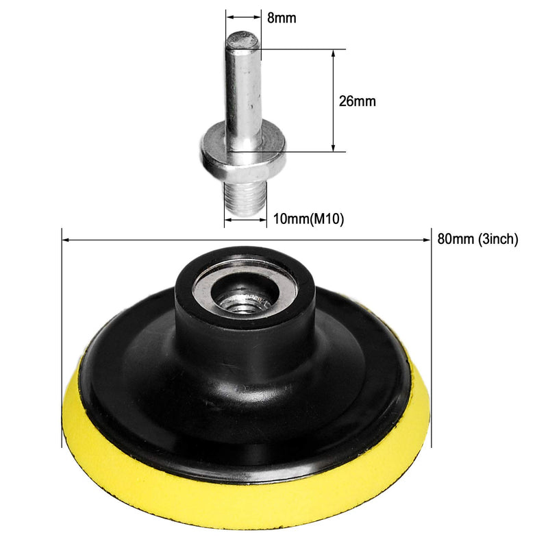 [Australia - AusPower] - HIFROM 3-Inch/80mm Hook and Loop Backing Pad Orbital Sander Polisher Sanding Pad M10 Drill Adapter (2-Pack) 2pcs (3" Pad) 