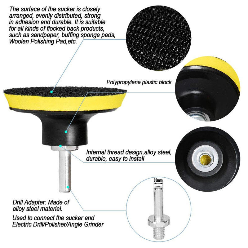 [Australia - AusPower] - HIFROM 3-Inch/80mm Hook and Loop Backing Pad Orbital Sander Polisher Sanding Pad M10 Drill Adapter (2-Pack) 2pcs (3" Pad) 
