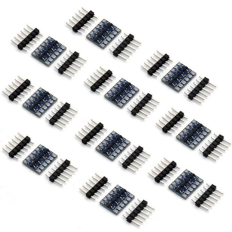 [Australia - AusPower] - HiLetgo 10pcs 4 Channels IIC I2C Logic Level Converter Bi-Directional 3.3V-5V Shifter Module for Arduino 