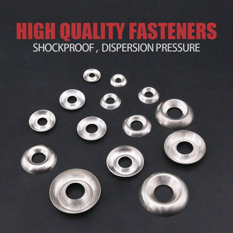 [Australia - AusPower] - Hilitchi 295-Pcs [#4 - #16] Finishing Cup Countersunk Washer Assortment Set - 304 Stainless Steel 