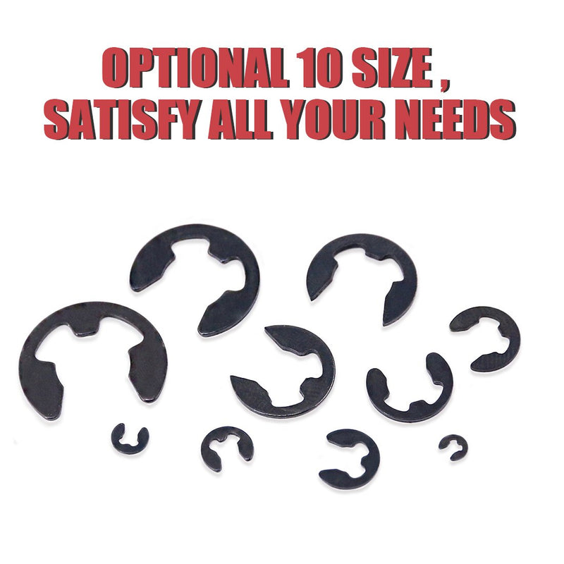 [Australia - AusPower] - Hilitchi 300-Pcs Alloy Steel E-Clip Circlip External Retaining Ring Assortment Set - 1.5mm to 10mm 