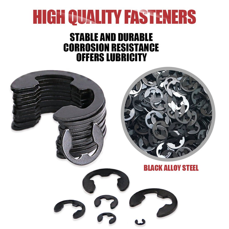 [Australia - AusPower] - Hilitchi 300-Pcs Alloy Steel E-Clip Circlip External Retaining Ring Assortment Set - 1.5mm to 10mm 