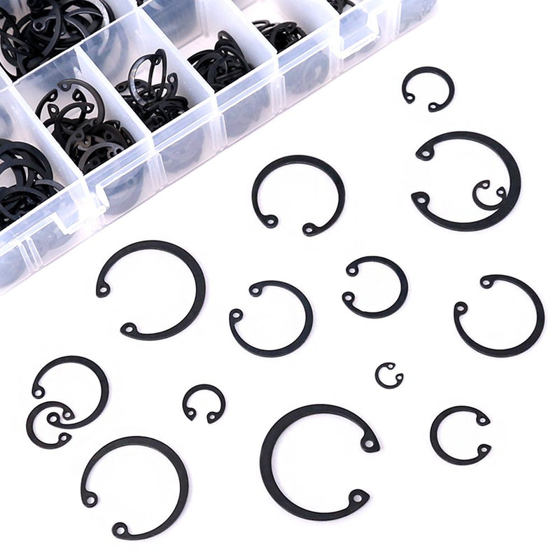 [Australia - AusPower] - Hilitchi 300-Pcs [15-Size] Alloy Steel Internal Circlip Snap Retaining Clip Ring Assortment Set 