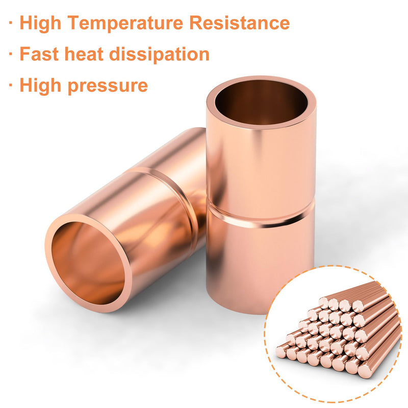 [Australia - AusPower] - HINZIC 10Pcs 1/4" Straight Copper Coupling Fittings, Sweat Solder Connection Connector End Repair Coupler Copper Fittings for HVAC Air Conditioner, with Rolled Tube Stop Sweat Ends 