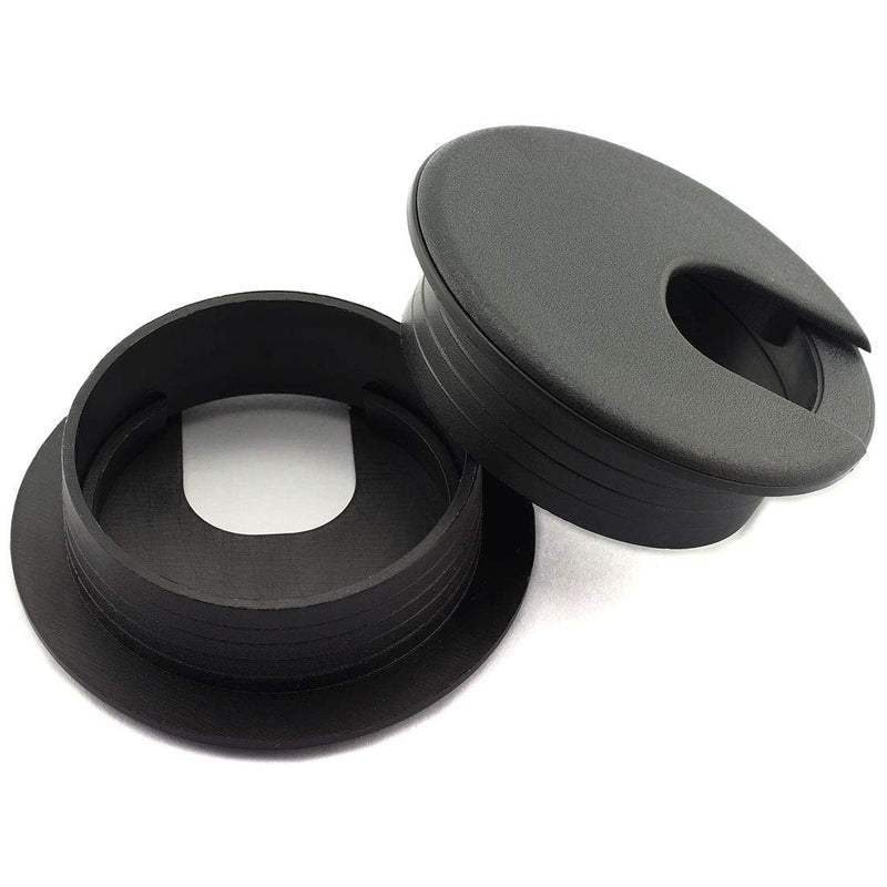 [Australia - AusPower] - HJ Garden 2pcs 2 inch Desk Wire Cord Cable Grommets Hole Cover for Office PC Desk Cable Cord Organizer Plastic Cover Black 