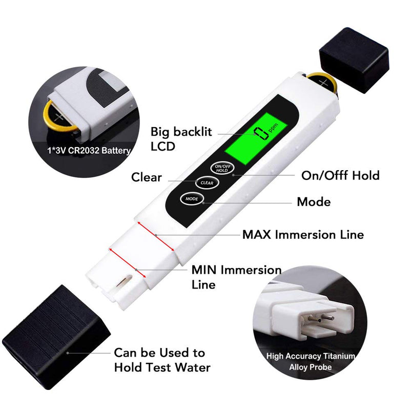 [Australia - AusPower] - TDS Meter Digital Water Tester - Hofun TDS, EC & Temperature Meter 3 in 1, 0-9999 ppm Accurate, PPM Meter for Drinking Water Test, Coffee, Swimming Pool, Aquarium, RO/DI System, Hydroponics 