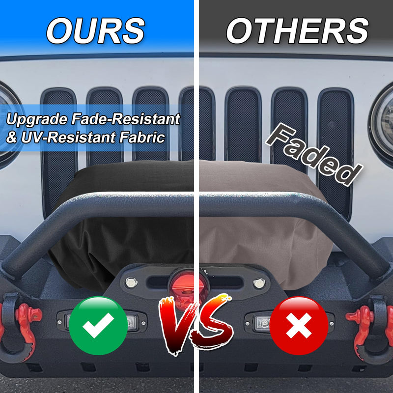 [Australia - AusPower] - Black Winch Cover, Heavy Duty Waterproof Dust-Proof Winch Protection Cover with Drawstring for Electric Winches up to 13500Lbs 
