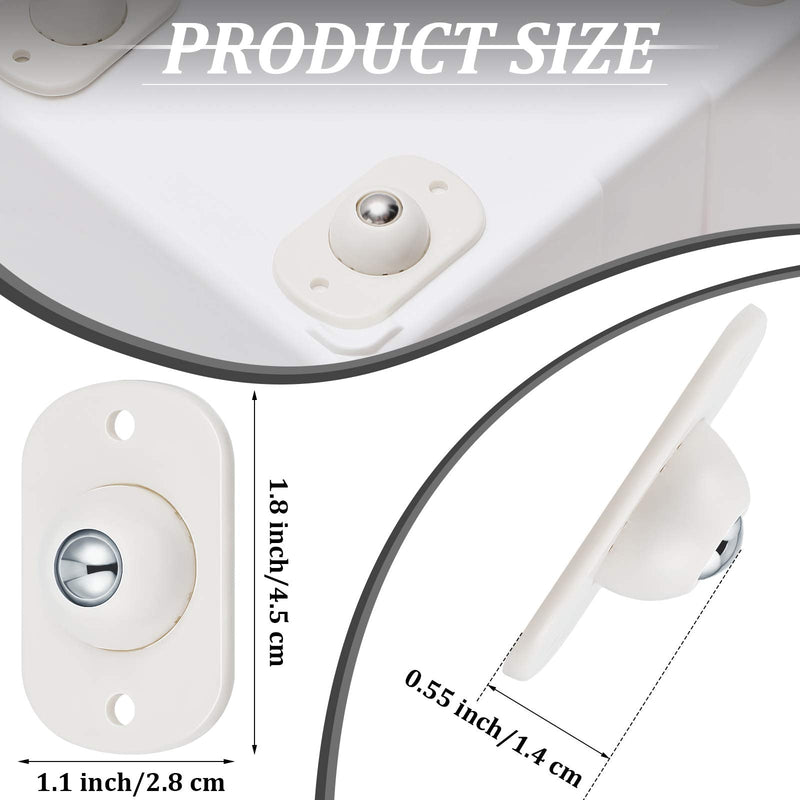 [Australia - AusPower] - Self Adhesive Caster Wheels Mini Swivel Wheels Stainless Steel Paste Universal Wheel 360 Degree Rotation Sticky Pulley for Bins Bottom Storage Box Furniture Trash Can (16 Pieces,White) 16 White 