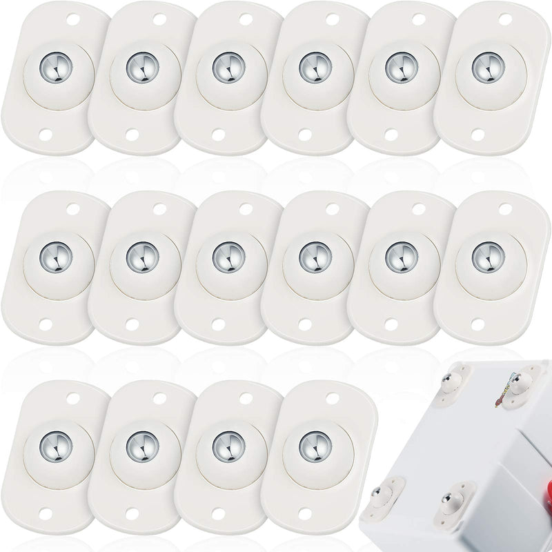 [Australia - AusPower] - Self Adhesive Caster Wheels Mini Swivel Wheels Stainless Steel Paste Universal Wheel 360 Degree Rotation Sticky Pulley for Bins Bottom Storage Box Furniture Trash Can (16 Pieces,White) 16 White 