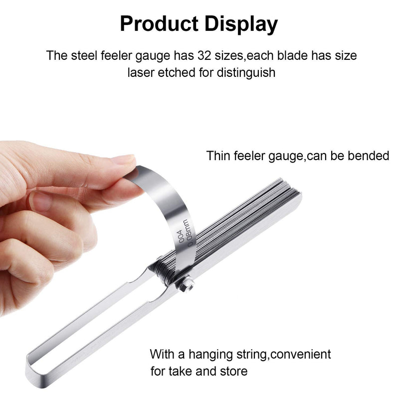 [Australia - AusPower] - Stainless Steel Feeler Gauge Dual Marked Metric and Imperial Gap Measuring Tool (0.0015/0.04-0.025/0.635 mm, 26 Blades) 0.0015/ 0.04 - 0.025/ 0.635 mm 
