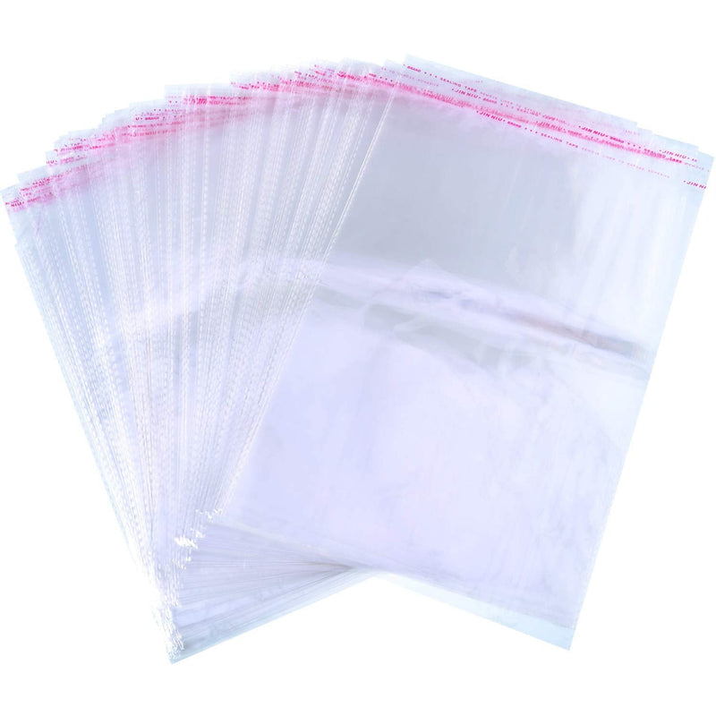 [Australia - AusPower] - 9 X 13 Inch Tshirt Bags Poly Mailers Clear Apparel Bags Self Seal Plastic Bags Adhesive Bags for T-shirt and Clothes (100 Pieces) 100 