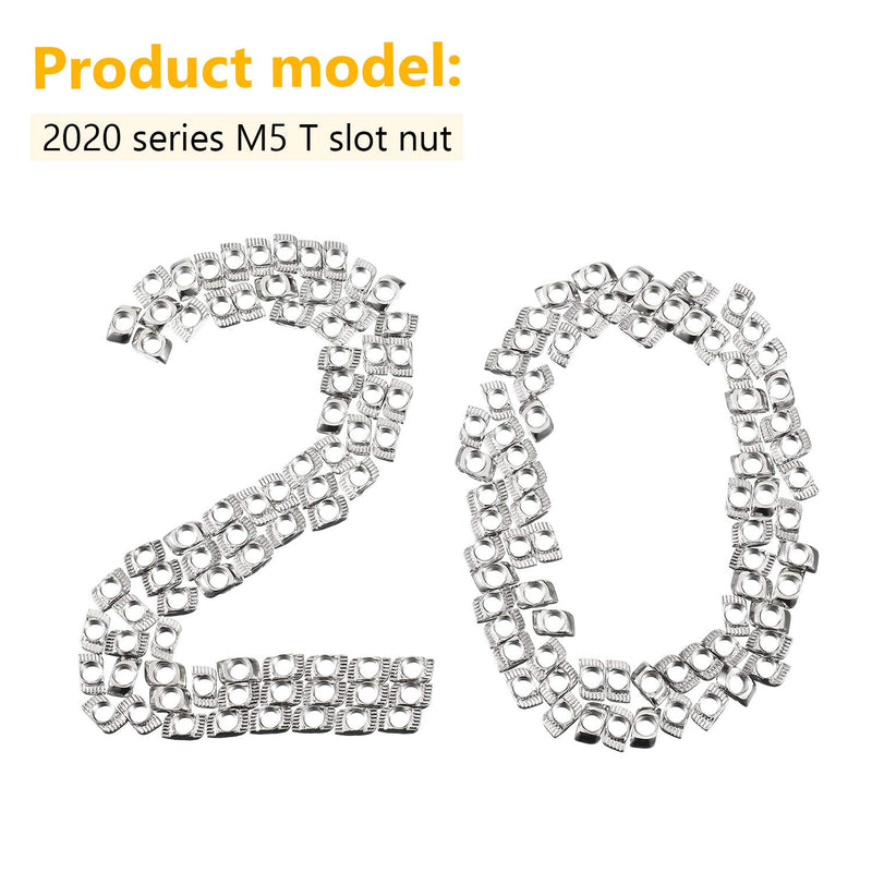 [Australia - AusPower] - 150 Pieces 2020 Series T Nuts T-Slot Nut Hammer Head Fastener -Plated Carbon Steel Sliding T Nuts for Aluminum Profile (M5) M5 