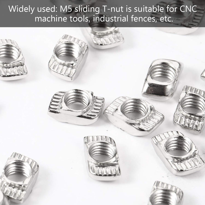[Australia - AusPower] - 150 Pieces 2020 Series T Nuts T-Slot Nut Hammer Head Fastener -Plated Carbon Steel Sliding T Nuts for Aluminum Profile (M5) M5 
