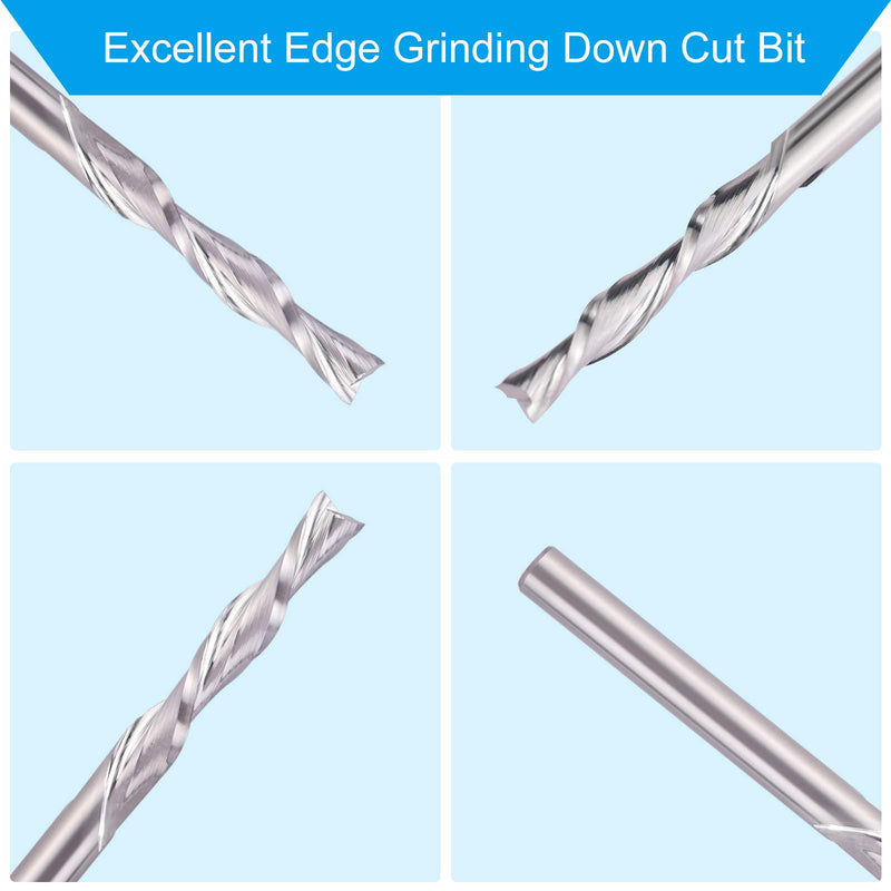 [Australia - AusPower] - HQMaster 1/8" Shank Downcut End Mill Sprial CNC Router Bits Down Cut Tungsten Carbide Milling Cutter Set 5pcs 