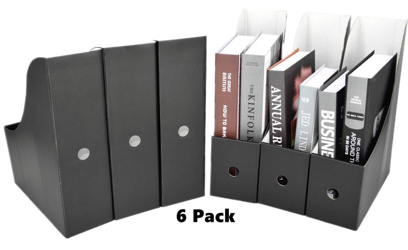 [Australia - AusPower] - HUAPRINT Black Magazine Holder(6 Pack) Cardboard Magazine File Holder-Folder Holder,Magazine Organizer,Document Organizer,Magazine Storage Box,With Labels 