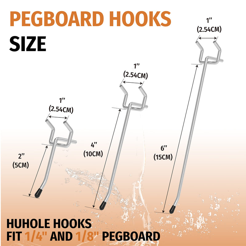 [Australia - AusPower] - HUHOLE Pegboard Hooks 50PC Pegs Ideal Garage Organization Wall Storage Tool Organizer Fit 1/4" 1/8" Peg Board with Plastic Tip 2 Inch 