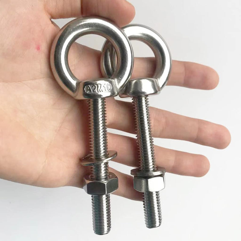 [Australia - AusPower] - HYXXYY Stainless Steel Eye Bolt, 2pack M10 Shoulder Eye Bolts 3/8" X 2.75"with Nuts and Washer Thread Lifting Ring Eyebolt 2pcs 