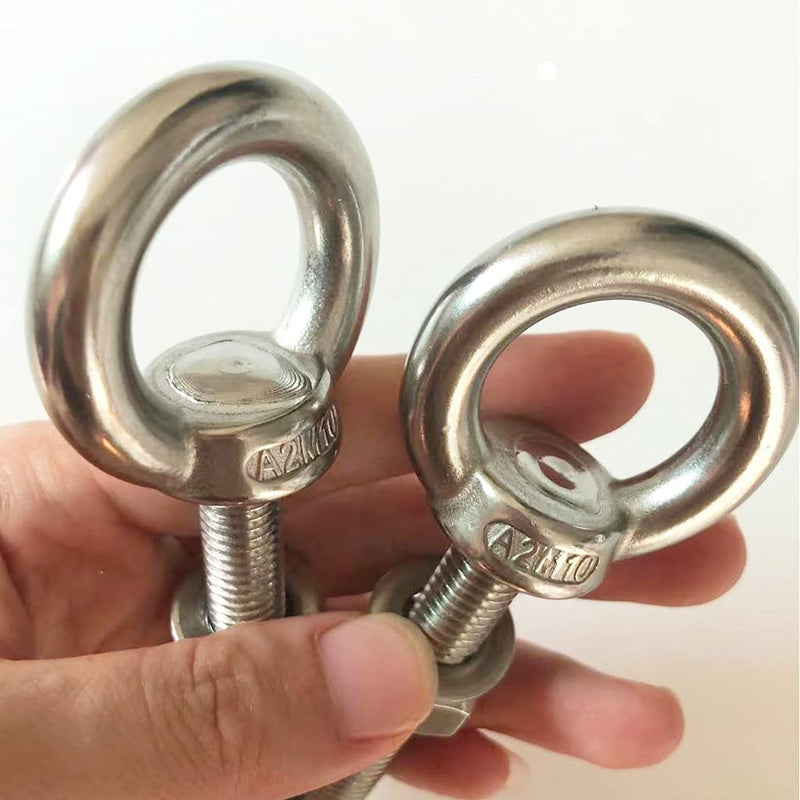 [Australia - AusPower] - HYXXYY Stainless Steel Eye Bolt, 2pack M10 Shoulder Eye Bolts 3/8" X 2.75"with Nuts and Washer Thread Lifting Ring Eyebolt 2pcs 