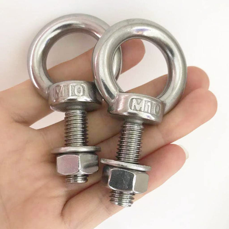 [Australia - AusPower] - HYXXYY Shoulder Eye Bolt, M10 304 Stainless Steel Eye Bolts 3/8"x1.18" Eye Bolts Heavy Duty Screw Bolt with Washer and Nuts Set Muti-Function for Indoor Outdoor, 10mm x 30mm, 4 Pack 